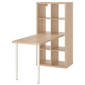 KALLAX / LINNMON Desk combination, white/white stained oak effect, 77x139x147 cm
