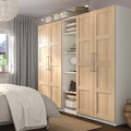 PAX / BERGSBO Wardrobe, white/white stained oak effect, 250x60x201 cm