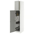 METOD High cabinet with cleaning interior, white/Lerhyttan light grey, 40x60x200 cm