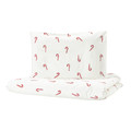 LÖVSÅNGARE Duvet cover 1 pillowcase for cot, candy cane pattern, 110x125/35x55 cm