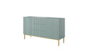 Cabinet with 2 Doors & 3 Drawers Nicole 150cm, sage/gold legs