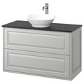 TÄNNFORSEN/VÄSTERSJÖN Wash-stnd w drawers/wash-basin/tap, light grey/black marble effect, 102x49x79 cm
