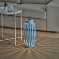 SOLVINDEN LED solar-powered floor lamp, blue/stripe, 42 cm