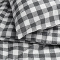EKTANDVINGE Duvet cover and 2 pillowcases, anthracite white/check, 200x200/50x60 cm
