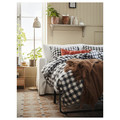 EKTANDVINGE Duvet cover and pillowcase, anthracite white/check, 150x200/50x60 cm