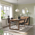 MÖRBYLÅNGA / LILLÅNÄS Table and 4 chairs, oak veneer brown stained/chrome-plated Gunnared dark grey, 140x85 cm