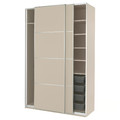 PAX / MEHAMN Wardrobe with sliding doors, grey-beige/double sided grey-beige, 150x66x236 cm