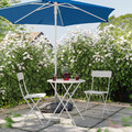 HÖGÖN / IGGÖN Parasol with base, dark blue/dark grey, 270 cm