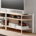 JÄTTESTA TV bench, white/light bamboo, 160x40x49 cm