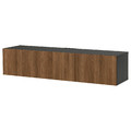 BESTÅ TV bench with doors, black-brown/Lappviken walnut effect, 180x42x38 cm