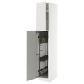 METOD High cabinet with cleaning interior, white/Ringhult light grey, 40x60x220 cm