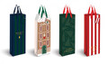 Premium Christmas Gift Bag, Medium/Bottle, 13x36x10 cm, set