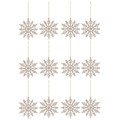 Christmas Hanging Decoration Snowflake 10cm 12pcs, champagne
