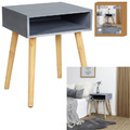 Bedside Table Nightstand Niche, grey/natural