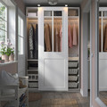PAX / GRIMO Wardrobe with sliding doors, white/clear glass white, 150x66x236 cm