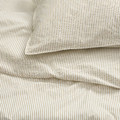 SOLFIBBLA Duvet cover and 2 pillowcases, white beige/stripe, 200x200/50x60 cm