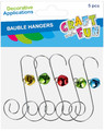 Metal Ornament Hooks with Colored Charms, 5 pcs