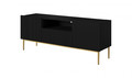 TV Cabinet Nicole 150 cm, matt black/gold legs