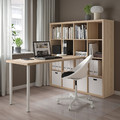 KALLAX / LAGKAPTEN Desk combination, white/white stained oak effect, 147x179x147 cm