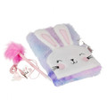 Plush Diary with Padlock, Pen & Headphones - Bunny, assorted colours
