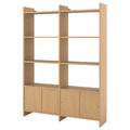LÅDMAKARE Storage combination w sliding doors, with 6 shelves/oak effect, 159x35x212 cm