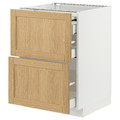 METOD / MAXIMERA Bc w pull-out work surface/3drw, white/Forsbacka oak, 60x60 cm