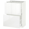 METOD / MAXIMERA Base cabinet with 2 drawers, white, Ringhult white, 60x37 cm