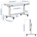 MITTZON Foldable table with castors, white, 140x70 cm