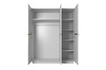 Wardrobe Nicole 150 cm, matt white, gold handles