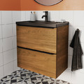 Goodhome Wall-mounted Basin Cabinet Imandra Slim 60cm, walnut
