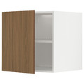 METOD Top cabinet for fridge/freezer, white/Tistorp brown walnut effect, 60x60 cm