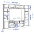 BESTÅ TV storage combination/glass doors, white Sutterviken/Sindvik white clear glass, 300x42x231 cm
