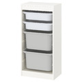 TROFAST Storage combination with boxes, white/white grey, 46x30x94 cm