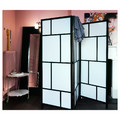RISÖR Room divider, white, black, 216x185 cm