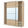 PAX / MEHAMN/AULI Wardrobe with sliding doors, white stained oak effect double sided/white stained oak effect mirror glass, 200x66x236 cm