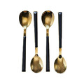 Set of 4 Dessert Spoons, gold/black