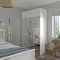 PLATSA Wardrobe w 6 doors, white STRAUMEN mirror glass /SANNIDAL white, 140x57x221 cm