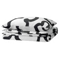 KLIPPBRÄCKA Duvet cover and pillowcase, white/black, 150x200/50x60 cm