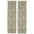 VILDPERSILJA Curtains, 1 pair, white multicolour/floral pattern, 145x300 cm