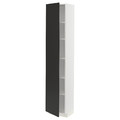 METOD High cabinet with shelves, white/Nickebo matt anthracite, 40x37x200 cm