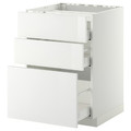 METOD / MAXIMERA Base cab f hob/3 fronts/3 drawers, white, Ringhult white, 60x60 cm
