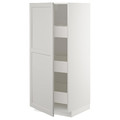 METOD / MAXIMERA High cabinet with drawers, white/Lerhyttan light grey, 60x60x140 cm