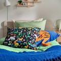 NATTHÄGER Duvet cover and pillowcase, green/crocodile, 150x200/50x60 cm
