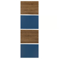 MEHAMN 4 panels for sliding door frame, walnut effect/blue, 75x236 cm