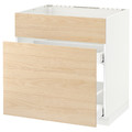 METOD / MAXIMERA Base cab f sink+3 fronts/2 drawers, white/Askersund light ash effect, 80x60 cm