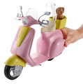 Barbie Pink & Yellow Scooter Moped With Puppy & Helmet FRP56 3+