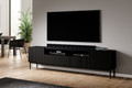 TV Cabinet Nicole 200cm, matt black, black legs
