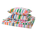 KLIBBKORSÖRT Duvet cover and 2 pillowcases, multicolour, 200x200/50x60 cm