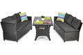 Garden Corner Sofa Set with Table, black
