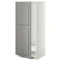 METOD High cabinet for fridge/freezer, white, Bodbyn grey, 60x60x140 cm